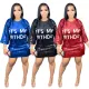 CREW NECK LOOSE BEAD LETTERS PRINT DRESS