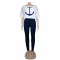 Short sleeve T-shirt navy sports suit anchor print two-piece set