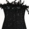 Fashion sexy one-shoulder see-through sequin dress