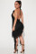Strap gauze perspective double-layer ruffle sexy dress