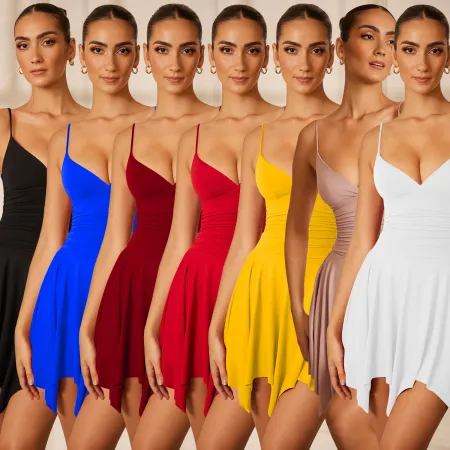 Fashion V-neck sling sleeveless skirt dress