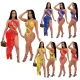 New sexy fashion strapping neck open back printing three-piece suit
