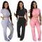Sexy women's suit wrinkled tight flare trousers two-piece set