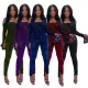 Mesh flocking one-shoulder jumpsuit