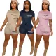 Fashion letter printing casual short two-piece set