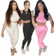 High-neck thread small pit vest sports two-piece set