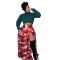 Camo print zip split stretch waist skirt