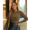 Fashion pullover round neck printed knitted top