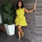 V-neck sleeveless double ruffle dress with belt