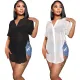 Sexy perspective lapel split chiffon beach blouse