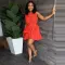 V-neck sleeveless double ruffle dress with belt