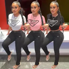 Fashion brand wear two pieces of letter printing short-sleeved T-shirt and trousers