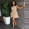 V-neck sleeveless double ruffle dress with belt