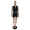 Hooded sleeveless zip top and shorts two-piece sports suit