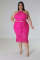 Plus size tassel fishing net knitting casual two-piece set