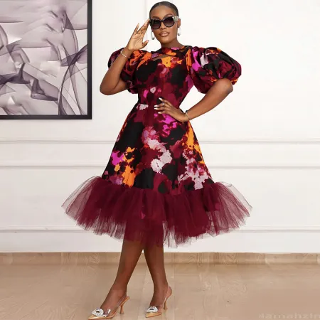 Printed gauze dress