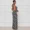 Sexy tie print sleeveless neck dress