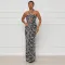 Sexy tie print sleeveless neck dress