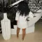 Fashion multi-element beaded sequin printed round neck medium sleeve loose dress