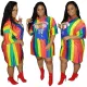 Summer short sleeve beaded print dress