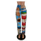 Fashion loose color pattern fringed trousers