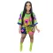 Fashion multi-element beaded sequin printed round neck medium sleeve loose dress