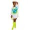 Fashion multi-element beaded sequin printed round neck medium sleeve loose dress