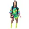 Fashion multi-element beaded sequin printed round neck medium sleeve loose dress