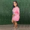 Fashion multi-element beaded sequin printed round neck medium sleeve loose dress