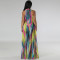 Tie-dyed printed large split beach blouse dress without underwear