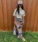 Fashion loose color pattern fringed trousers