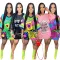 Fashion multi-element beaded sequin printed round neck medium sleeve loose dress