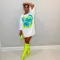 Fashion multi-element beaded sequin printed round neck medium sleeve loose dress