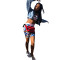 Fashion cartoon print slim shorts suit