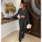 Sexy women's bright face folding solid color shirt collar suit