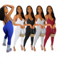 Solid rib suspender with back and chest pad casual yoga jumpsuit