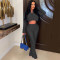 Sexy women's bright face folding solid color shirt collar suit