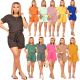New solid color short-sleeved T-shirt shorts with pockets jumpsuit 11 colors