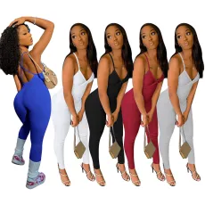 Casual yoga jumpsuit with suspender, back and chest pad