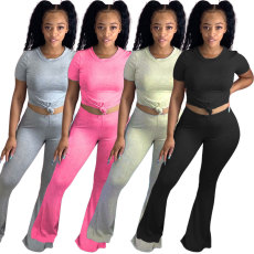 Fashion casual flare pants T-shirt two-piece set