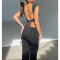 Fashion sexy slim solid color strapping backless top