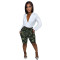 Camo printed shorts European station casual jeans with belt in stock