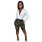 Camo printed shorts European station casual jeans with belt in stock