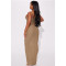 Fashion solid color elastic pleated sling long dress