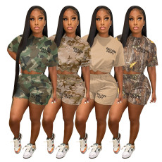Camouflage short-sleeved shorts two-piece set