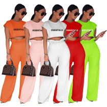 Popular letter printing sleeveless two-piece set
