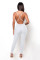 Solid rib suspender with back and chest pad casual yoga jumpsuit