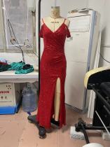 Suspender dress sequin long skirt slim wrap hip skirt