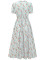 V-neck waistband printed short-sleeved dress