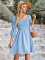 Fashion V-neck solid color waist small wool ball dress